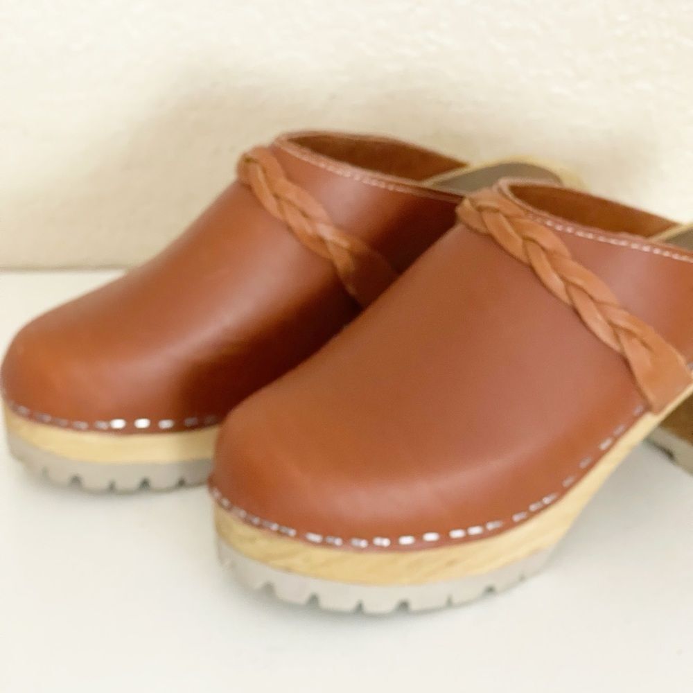 MIA Elsa Brown leather Clogs Braided with wood heel 39 - Picture 11 of 13